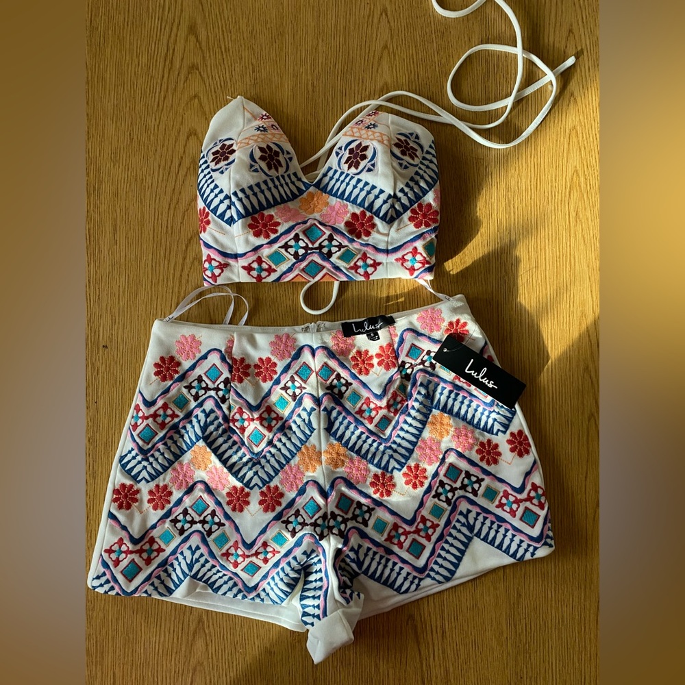Lulu's Floral Embroidered Two-Piece Set